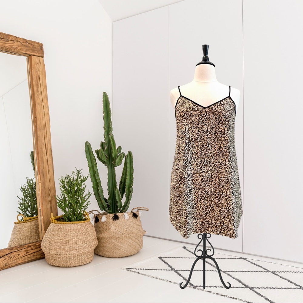 Room Service Leopard Print Night Gown Slip Dress